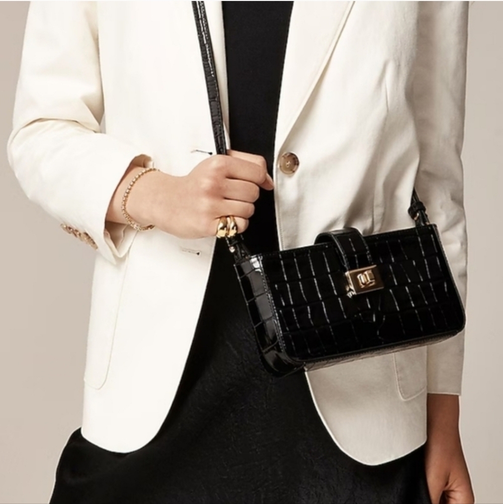 J. Crew Eddie 3-in-1 bag in Croc-embossed Italian Leather - black - Picture 9 of 9